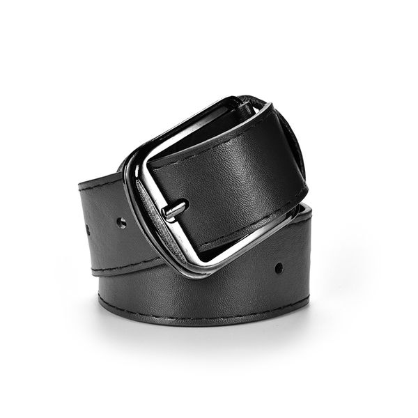 

men's belt black leather metal buckle casual belts for men pu leather men's waist belt, Black;brown