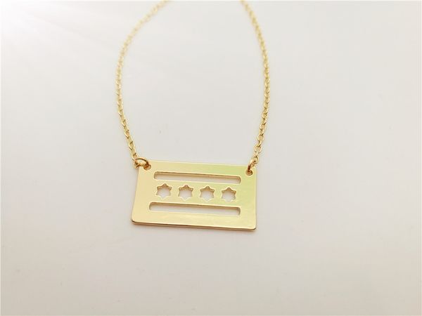 

30pcs geometric little star simple chicago flag necklace american usa city banner necklaces united states us state city jewelry, Silver