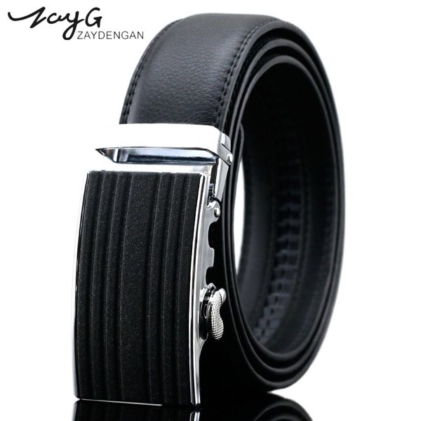 

zayg men automatic buckle belt luxury men belts high grade casual cow leather belt fashion design business classic buckle, Black;brown