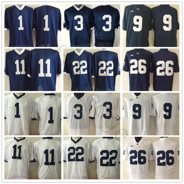 

ncaa penn state nittany lions #11 micah parsons 1 joe paterno 6 robinson 3 stevens 22 akeel lynch 26 saquon barkley football jerseys, Black