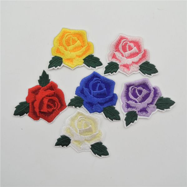

60pcs/lot new embroidered flower rose applique iron on sew on patch set for clothing diy, Black
