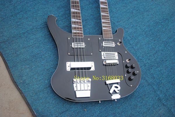 

Per onal tailor black double neck electric guitar 6 4 ba tring ro ewood fingerboard can end picture cu tomization