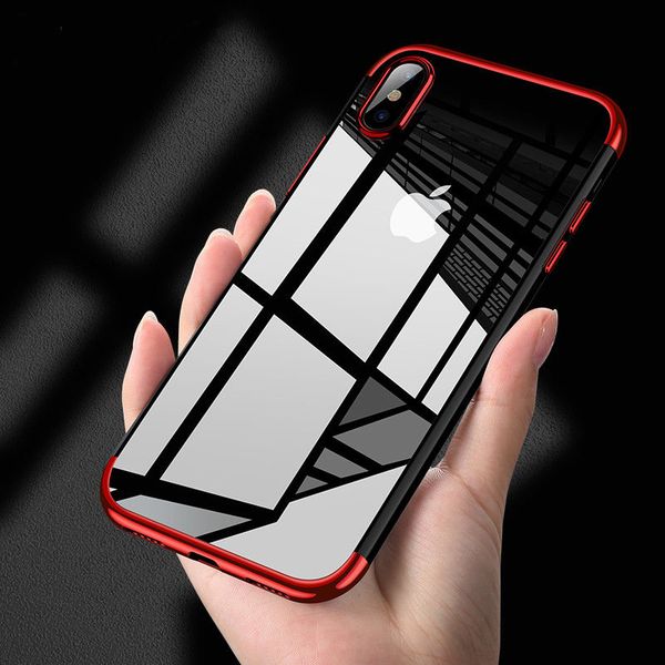 Für iphone x 8 7 6 s plus samsung s9 case transparent klar dünne schutzhülle beschichtung premium flexible weiche tpu bumper case