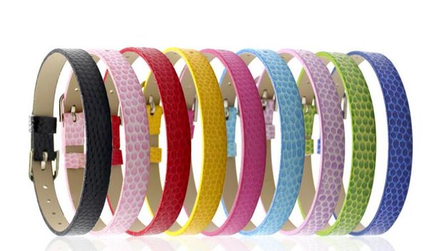 

2018 new diy handmade 100pcs 8mm pu leather snake diy wristband&bracelets " can choose the color" fit 8mm slide letters charms lsb, Golden;silver
