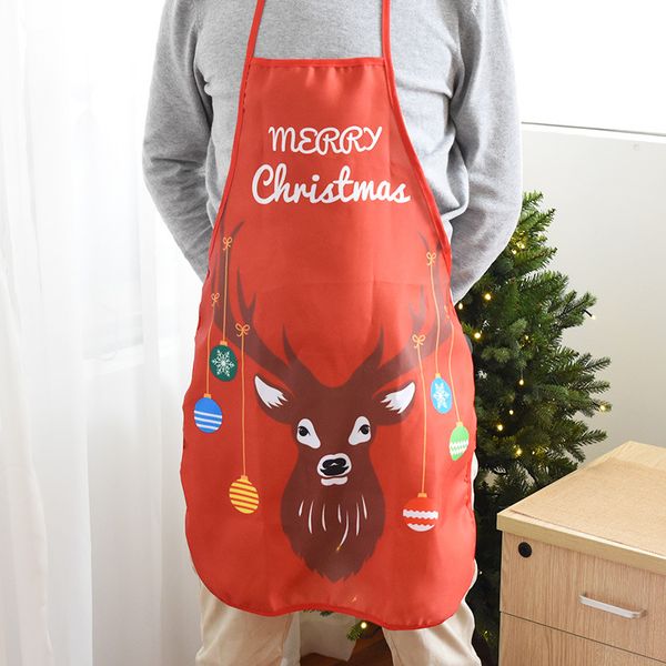 

wrap flannel santa snowman fawn christmas apron mens womens christmas decoration pinafore merry gifts party apron, Blue;black
