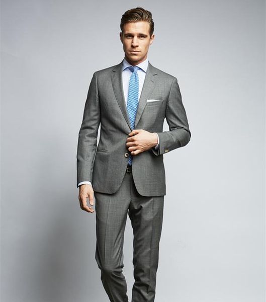 

gray mens suits for wedding custom made slim fit grooms tuxedo two pieces business suit(jacket+pants), Black;gray