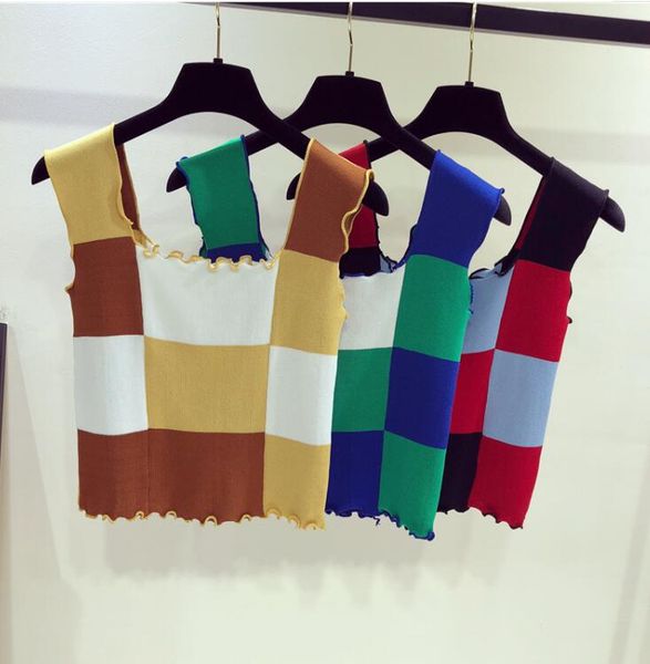 

2018 autumn new slim spell color knit, White