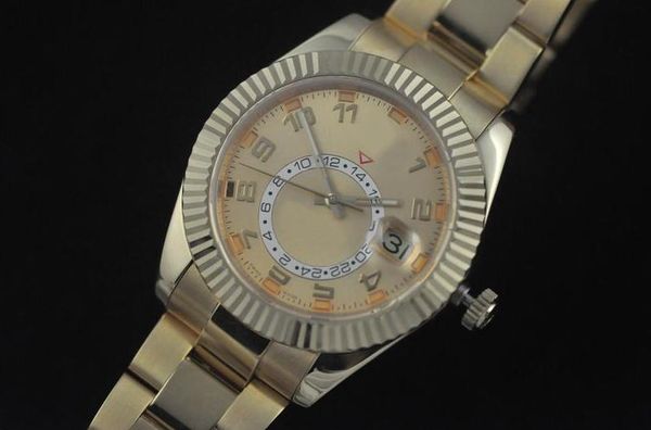 

excellent brand watches 18k yellow gold 42 mm sky-dweller 326938 automatic men's watch, Slivery;brown