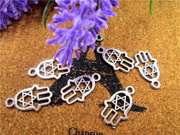 

120pcs--antique tibetan silver hamsa hand charms pendant - victorian vintage style 21x13mm, Bronze;silver