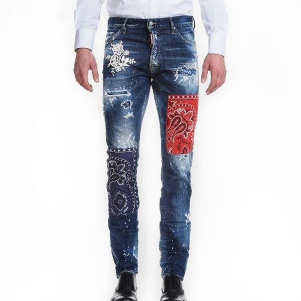 

2018 new arrived men moto & biker jeans denim ripped holes slim supper skinny hip hop casual jeans men, Blue