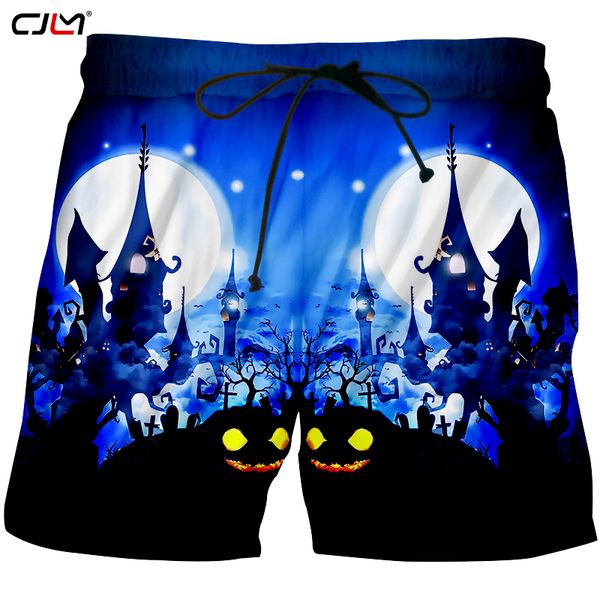 

cjlm halloween creative man spandex shorts 3d cat and castle printed hip hop men's animal shorts big size 5xl, White;black