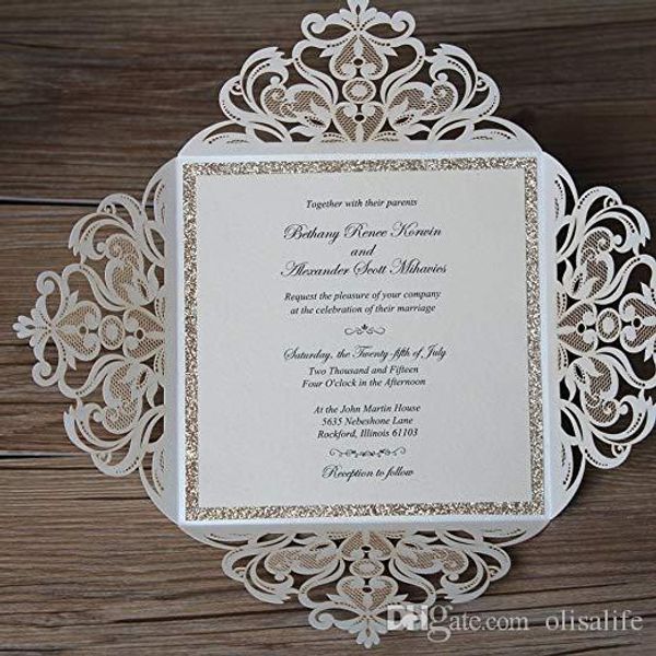 Laser Cut Wedding Invitations With Shiny Backed Invite Cards For