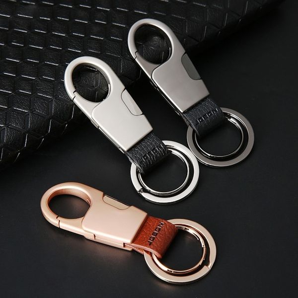 

new hop metal men key chain women leather car key ring key holder keychains bag pendant gift jewelry, Slivery;golden