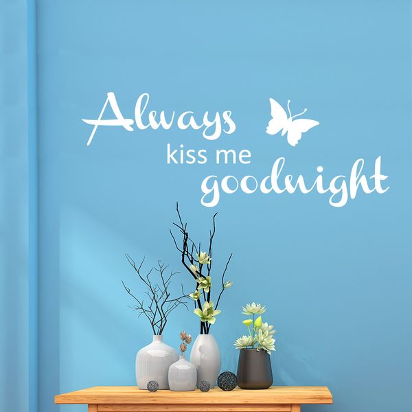 Toujours Kiss Me Goodnight Mur Art Autocollant Citation Chambre Salon Autocollant Amour