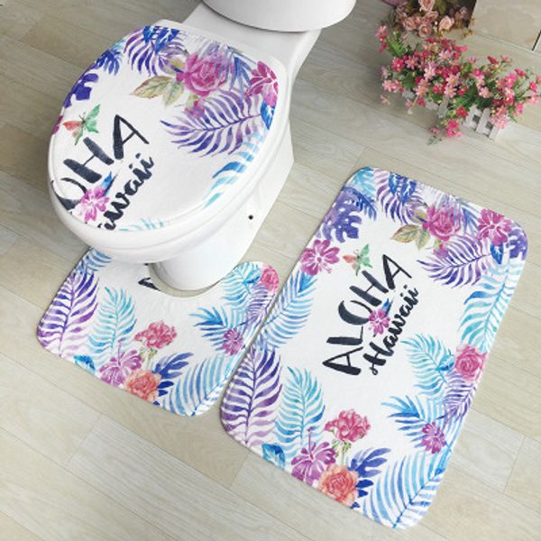2021 Printed Toilet Bowl Mat Bathroom Carpet Antislip Mat Flannel Carpet /SetBathroom Mats Super