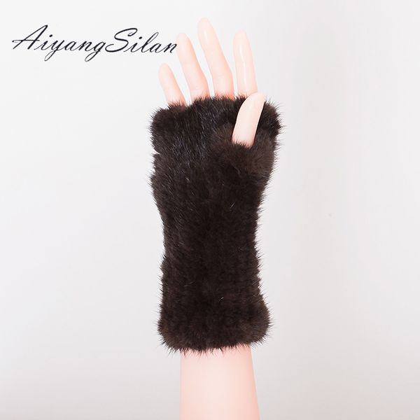 

aiyangsilan women winter fur gloves ladies warm real fur windproof ladies girl solid gloves arm warmer long knitting, Blue;gray