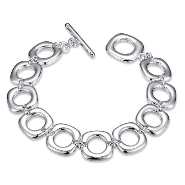 

full tetragonal bracelet sterling silver plated bracelet ; sale fashion men and women 925 silver bracelet spb106, Golden;silver