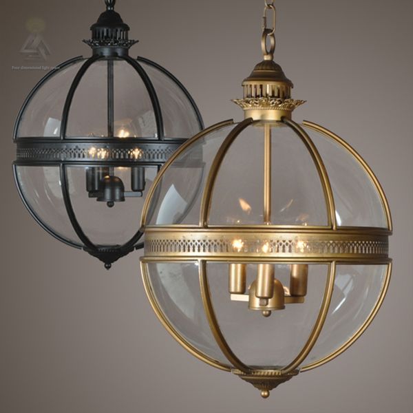 Ouruiju Vintage Loft Glass Globe Pendant Light Iron Round Ball Lamp Shade Hanging Kitchen E Home E14 Lighting Fitting Chandeliers