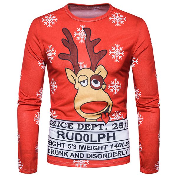 

christmas red funny t shirts men brand 3d print tuxedo slim fit camisetas christmas costume t-shirts long sleeve tees b4204, White;black