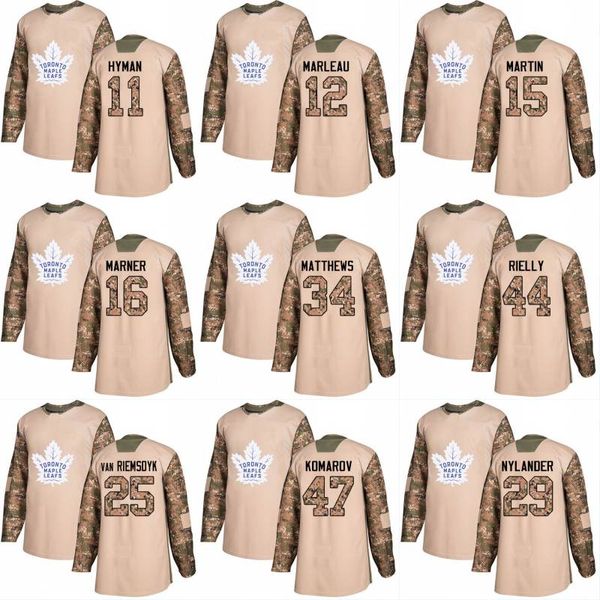 

2018 Camo Veterans Day 16 Mitch Marner 29 William Nylander 34 Auston Matthews 44 Morgan Rielly Toronto Maple Leafs Custom Hockey Jerseys