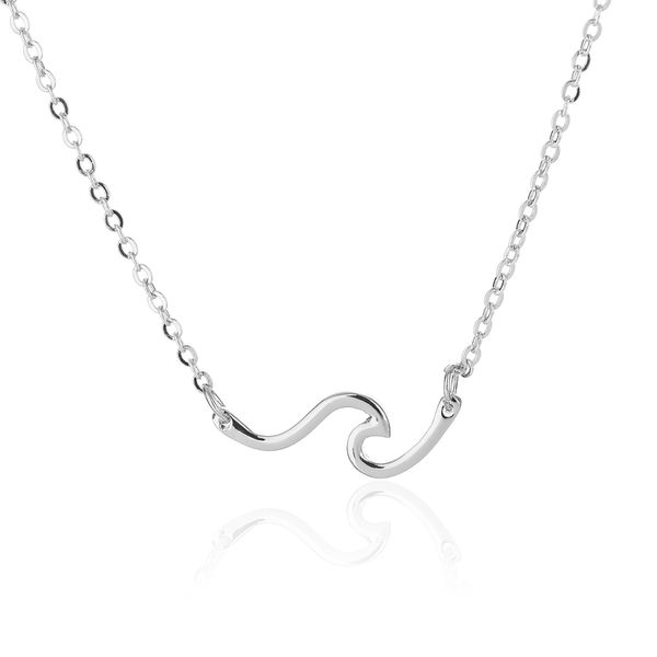 

1pc simple design wave pendant necklace for women tiny elegant jewelry sier gold dainty necklace, Black