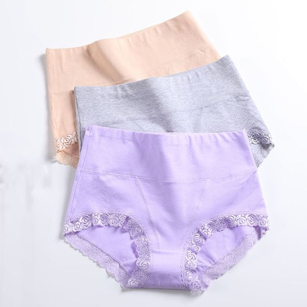 

3pcs/lot cotton panties women high waist underwear lace soft comfort women briefs seamless slimming girls lingerie, Black;pink