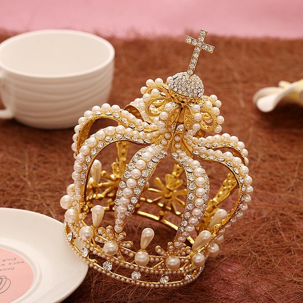 

korea fashion brides crown cross hair jewelry get married headwear, Golden;white