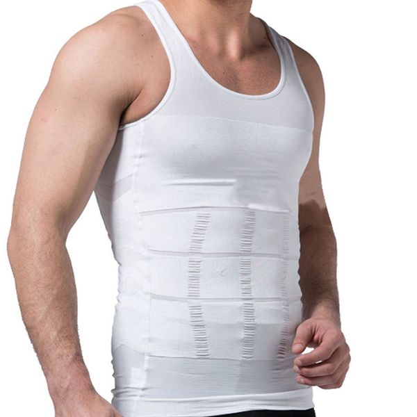 

men abdomen running shirts thermal sculpting body reduce fat gynecomastia shaper belly corset compression tights male, Black;blue