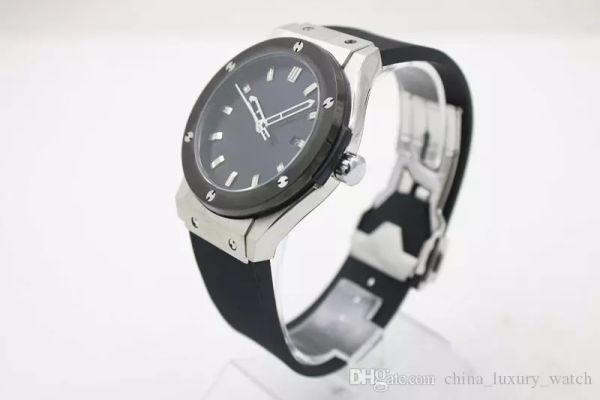 

Brand new cla ic 42mm limited edition men watche black rubber trap men automatic mechanical watch gla back