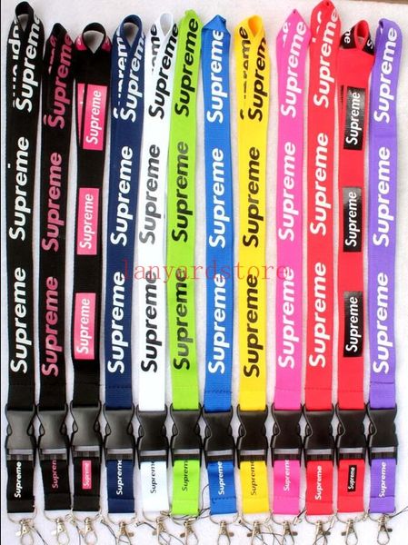 

wholesale 2018 superme blue red yellow black clothing brand neck strap for cell phone keychain straps colors clasp fit key chain id card