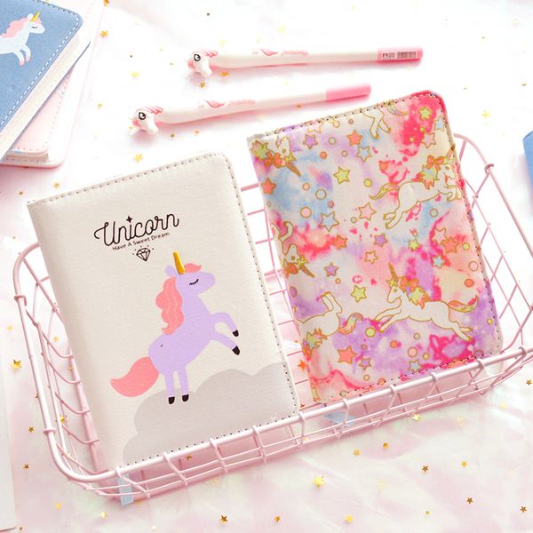 

2019 kwaii cute unicorn undated daily weekly monthly schedule planner notebook agenda plan colorful organizer journal dairy a6, Purple;pink