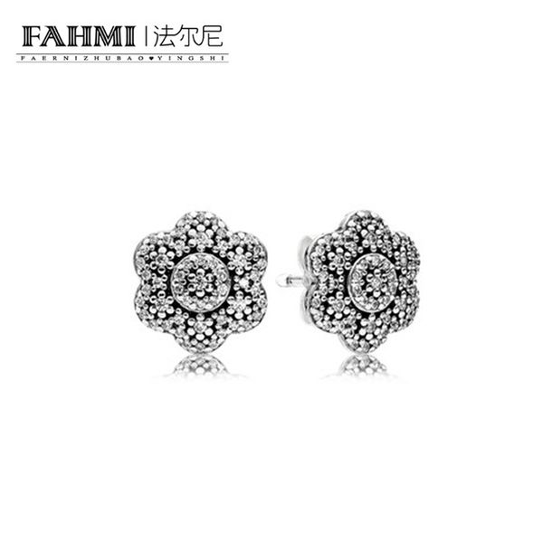 

famhi 100% 925 sterling silver 1:1 authentic classic 290732cz exquisite women wedding earrings jewelry, Golden;silver
