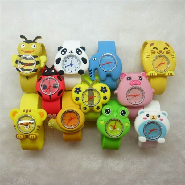 Il più nuovo ragazzo ragazza Cartoon Animal Slap orologi Flower Monkey Ribbit Frog Kid Orologio da polso Elastico Snap Orologio da studente in silicone