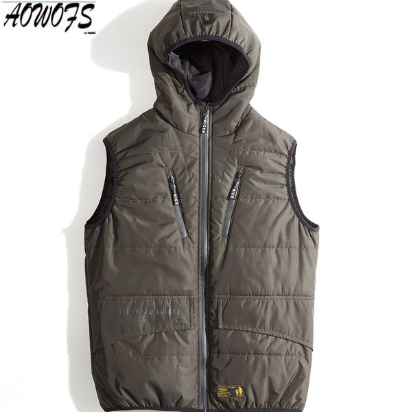 

2018 winter waistcoat men brand new vest coats hooded thicken cotton padded winter vest jacket casual, Black;white