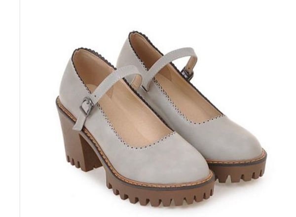 

send coarse heel round head shallow mouth single shoes spring and autumn new style waterproof table high heel woman shoes, Black