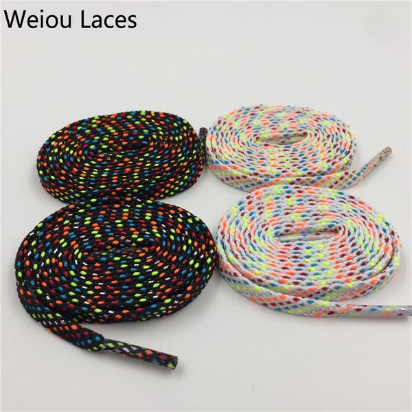 

weiou flat metallic yarn striped 0.7cm width glitter shiny gold silver shoelaces colorful new fashion boot laces for sport shoe 120cm, White;pink