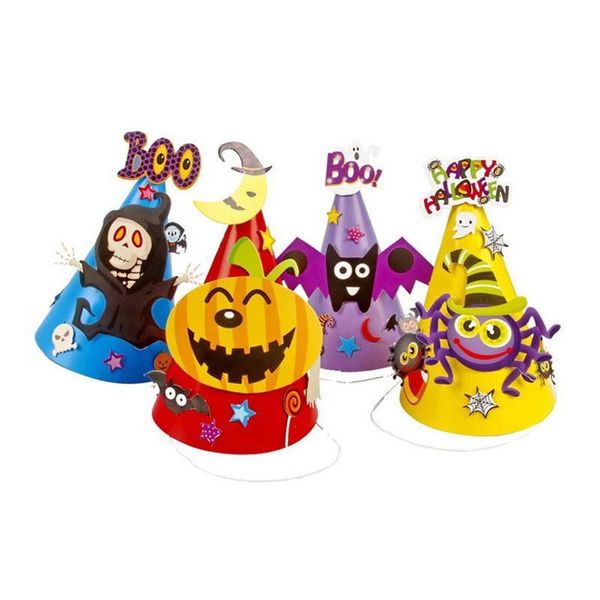 Criativo diy papel halloween chapéu de papel dos desenhos animados chapéu favores ornamento suprimentos adereços decoração para crianças dos miúdos