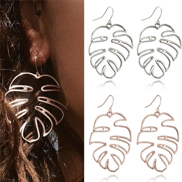 

hollow coconut leaf earrings for women jewelry boho vintage statement earring girl large earrings, Silver