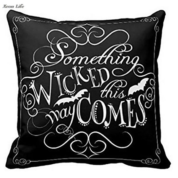 

ishowtienda 45*45cm something wicked chalkboard halloween throw pillow cover fashion home decorative pillowcase cotton polyester pillow case