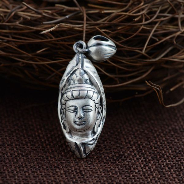 

fnj 925 silver buddha pendant 100% pure s925 solid thai silver pendants for women men jewelry making, Black