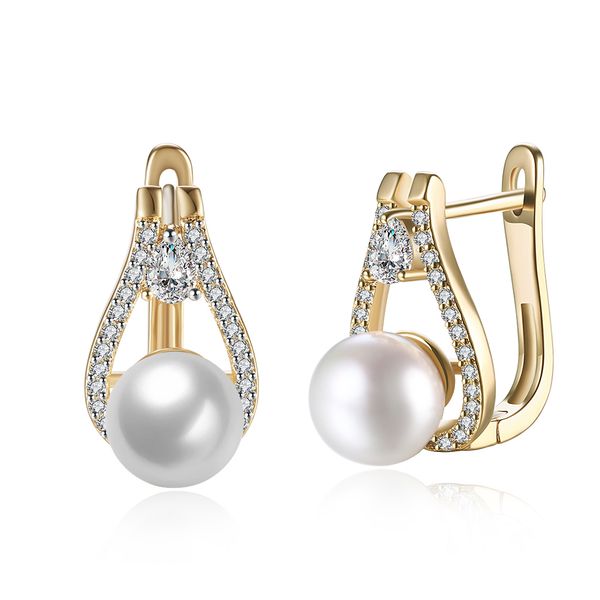 

water drop shape hoop earrings copper simulated pear with cubic zirconia stone earrings elegant wedding jewelry(ea102472, Golden;silver