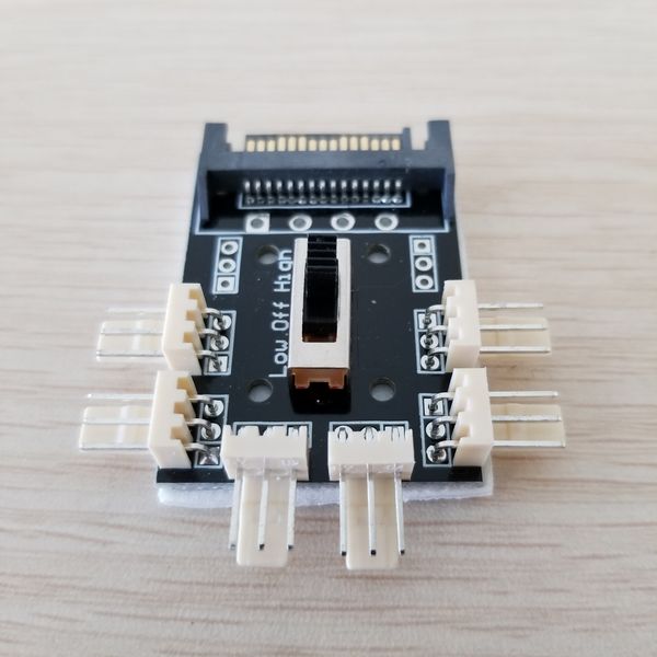 

sata 1 to 6 multi way splitter cooling fan hub 3pin 12v power socket pcb adapter 2 level speed controller