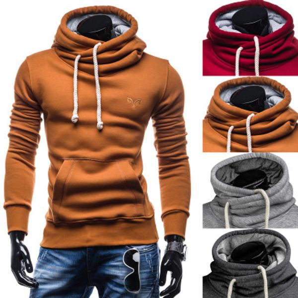 

2018 new spring autumn hoodies men fashion brand pullover solid color turtleneck sportswear sweatshirt men's tracksuits moleton for wom, Black