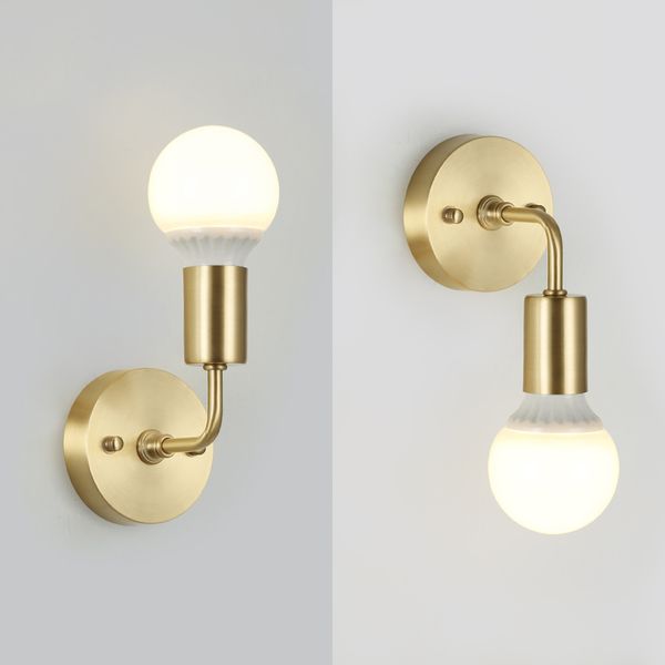 Lâmpadas de parede de quarto minimalista lâmpadas europeias espelho de banho luz única cabeça de latão vintage luz para corredor balcão sconce