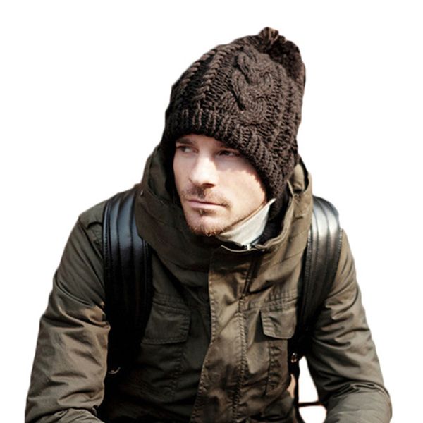 

solid knitted hat men bonnet beanie winter cotton warm men caps hip hop hat for women pompom skullies beanies winter female