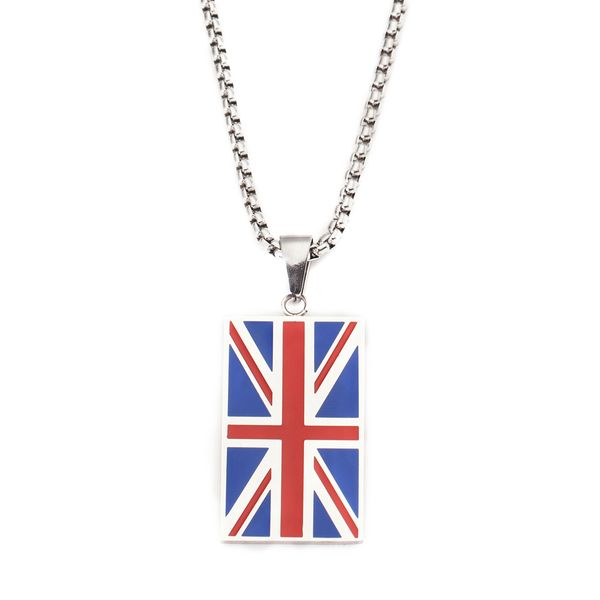 Ciondolo bandiera britannica alla moda in acciaio inossidabile San Valentino uomo rettangolo donna a forma di cuore gioielli con bandiera del Regno Unito
