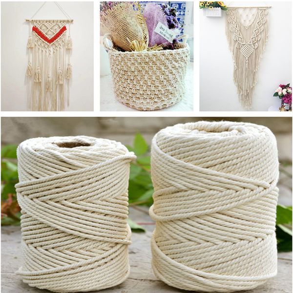

1/2 /3mm diameter white beige 100m cotton twisted cord rope craft macrame artcraft string diy handmade tying wire cord gpd8594, Black;white