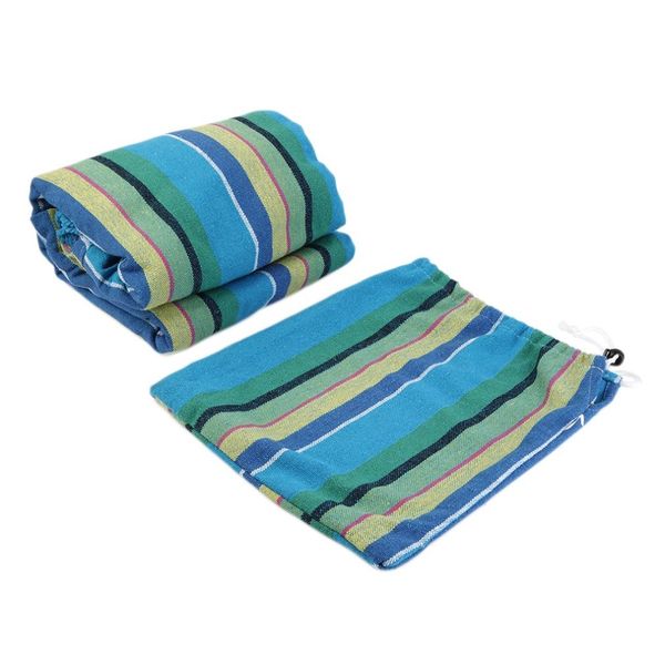 

new handmade strengthed woven knot blue stripe thickened cotton hammock