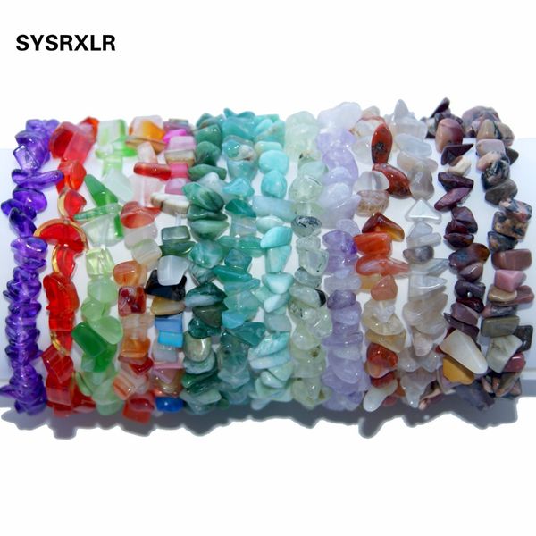 

natural healing crysta stone bracelets quartz gravel crystal agates beads jewelry bracelet chips single strand reiki bracelets, Black