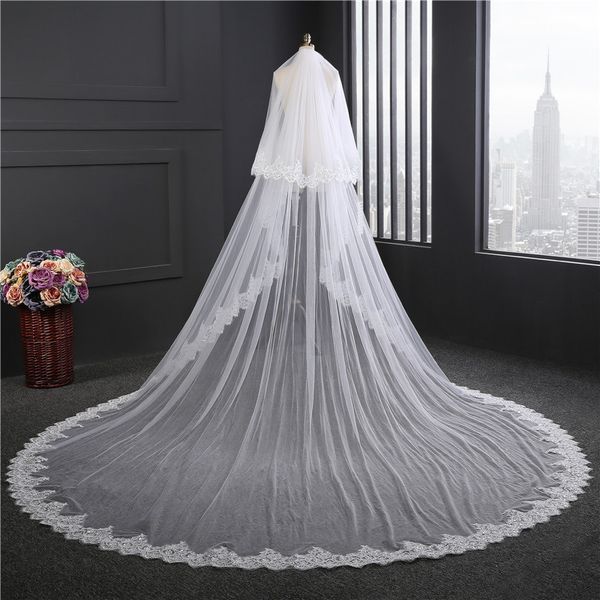 

2018 real p long white ivory wedding veil soft bridal veils bride wedding accessories for wedding dresses qc1172, Black